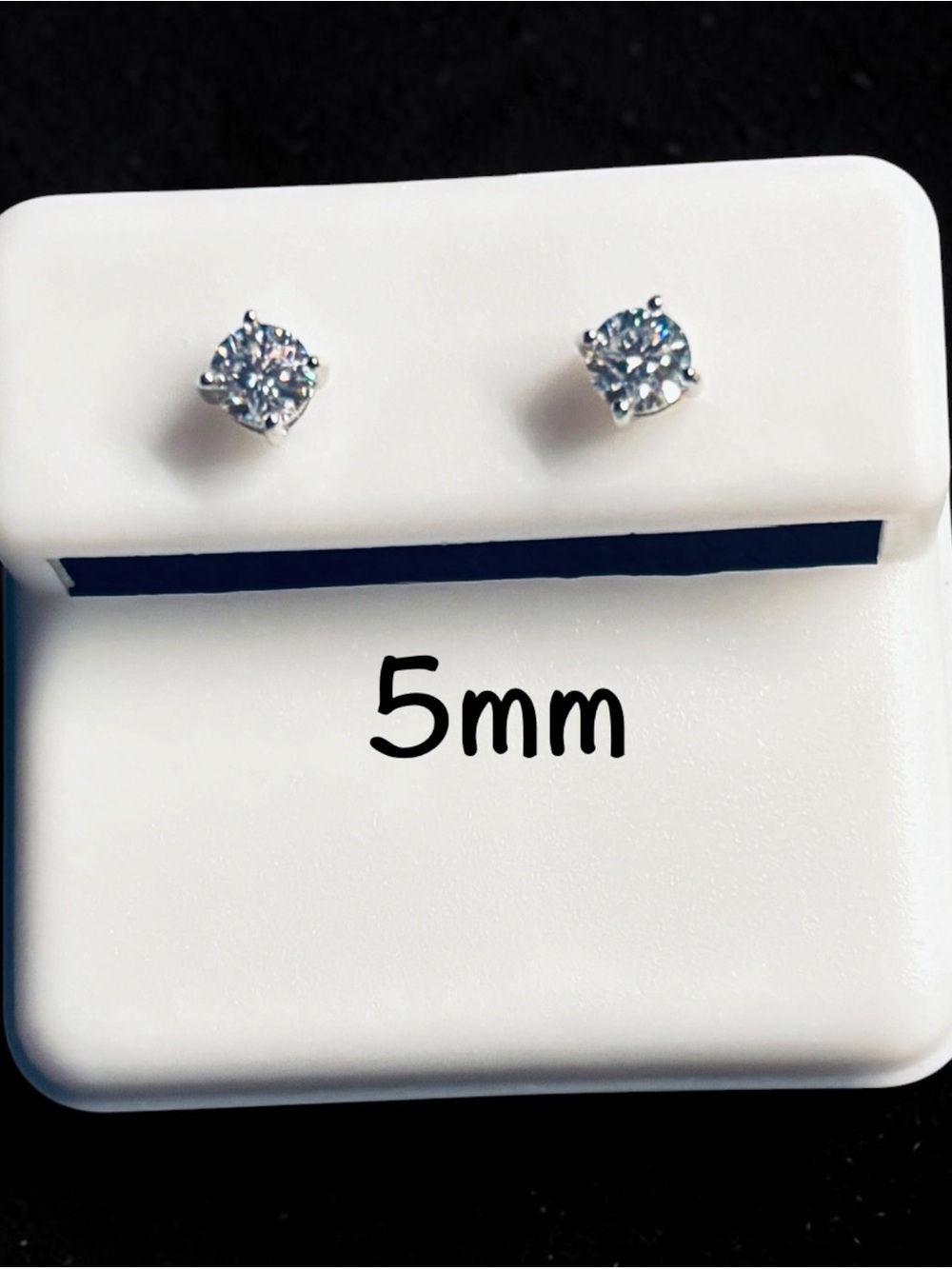 925 Sterling Silver Clear Moissanite Stud Earrings NEW SCREW-BACKS 5mm 0.44 CTTW